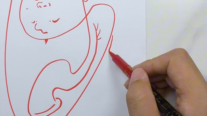 The daughter doodles a few strokes, and Dad turns it into a full-fledged painting~