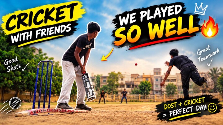 cricket with friends we played Soo well 😄
