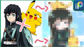 [ibispaintx] Vẽ Hà Trụ Tokitou Muichirou trong Kimetsu no Yaiba Khi Gặp Pikachu trong Pokem