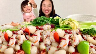 ตำกุ้งสด 1 กิโล กุ้งเด้งๆ ใส่พริกเบิดสวน | แม่ชบา พาแซ่บบ