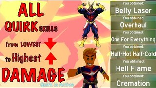 All QUIRK skill DAMAGE Ranked from Lowest to HIGHEST  in Anime Fighting Simulator