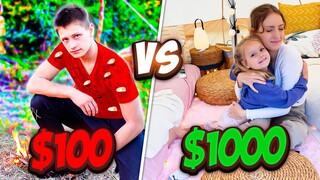 $100 vs $1000 SURVIVING THE NIGHT CHALLENGE!!