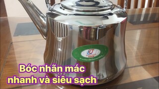 MẸO BÓC NHÃN MÁC NHANH VÀ SẠCH TRÊN ĐỒ DÙNG INOX- NGHỆ THUẬT GÓC BẾP