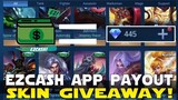 SKIN GIVEAWAY! COMMENT DOWN FOR A CHANCE TO WIN | EZCASH APP PAYOUT | MOBILE LEGENDS