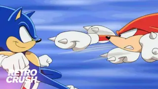 Knuckles struggles to land a punch on Sonic | Sonic vs. Knuckles | Sonic X (2003)