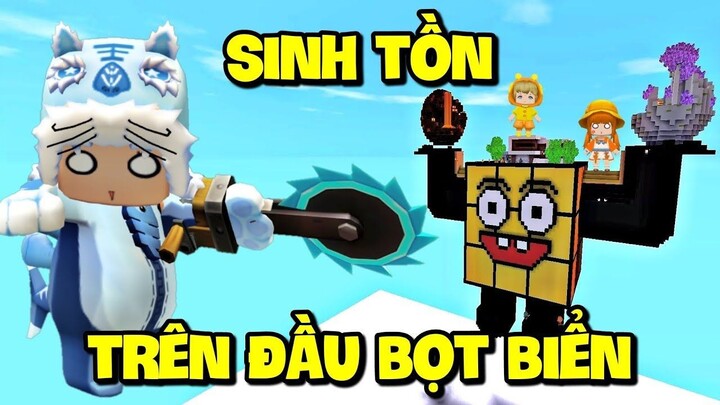 MEOWPEO THỬ THÁCH SINH TỒN TRÊN ĐẦU BỌT BIỂN CÙNG BEE TEAM HUY HENRI VÀ NAOBI TRONG MINI WORLD