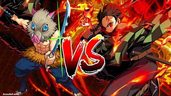 Tanjiro VS Inosuke Full Fight HD | Which one will win? | JemzInGame | Demon Slayer