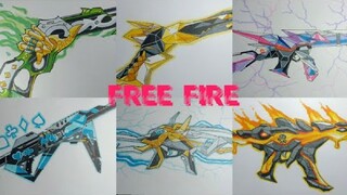 6 AMAZING Skin FREE FIRE How To Draw Vẽ 6 Skin FF Siêu Tốc