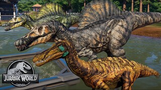 2 Baryonyx & 2 Spinosaurus Breakout & Fight! Jurassic World Evolution Mods (4K 60FPS)