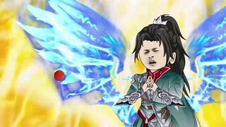 Han Li fights against the fish shop owner, and his three heads and six arms appear.
