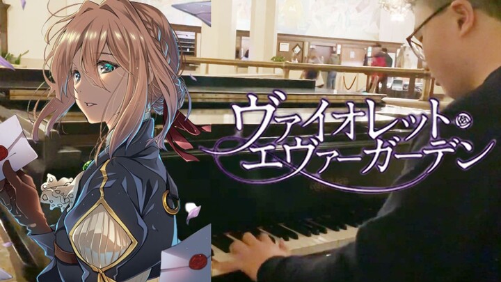 Memainkan Violet Evergarden OP [Street Piano] di sebuah hotel kelas atas di Amerika Serikat (aransem