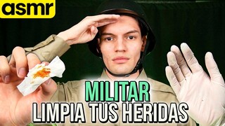 asmr roleplay para dormir asmr militar limpia tus heridas - asmr español