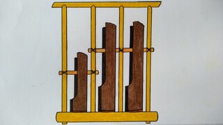 Cara menggambar angklung || Cara menggambar alat musik yang mudah