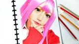Realistic Zero Two Cosplay Speed Drawing