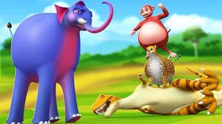 Long Leg Elephant Save Animals from Dinosaur in Forest - Funny Animals 3D Videos Comedy in Forest