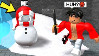 I Hid as a SNOWMAN to TRICK Toxic TEAMERS..(Murder Mystery 2)
