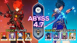 C3 Kaeya Hyperfridge & C4 Diluc Plunge - Spiral Abyss 4.7 - Genshin Impact