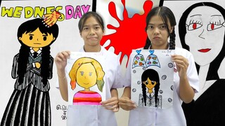 หนังสั้น | ชั่วโมงศิลปะ วาดภาพ+ระบายสี เวนส์เดย์ แอดดัมส์ | Drawing+Coloring: Wednesday Addams