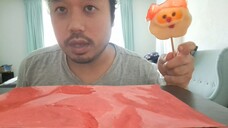 ASMR Eating Santa Lollipop & Painting Sunset With Sponge 🧽