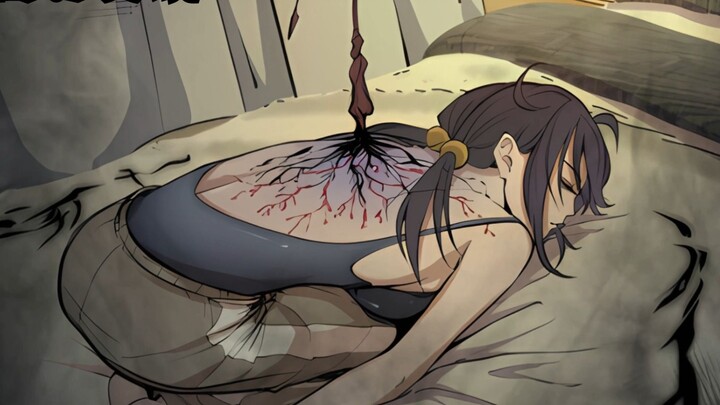 The girl was pinned on the bed by the man in a strange posture.