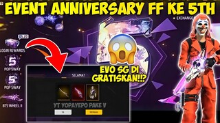 WAJIB TAU! EVENT GRATIS ANNIVERSARY 5TH FREE FIRE, BUNDLE GRATIS, KATANA TOP UP, EVO SG 2 UNGU