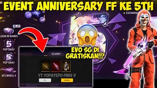 WAJIB TAU! EVENT GRATIS ANNIVERSARY 5TH FREE FIRE, BUNDLE GRATIS, KATANA TOP UP, EVO SG 2 UNGU