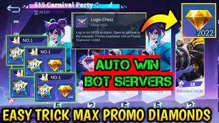 NEW! EASY TRICK TO GET 2000+ PROMO DIAMONDS (BOT SERVER) VPN 515 CARNIVAL PARTY EVENT 2022 - MLBB