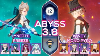 Spiral Abyss 3.8/4.0 C0 Lyney Mono Pyro & C6 Lynette Freeze l Floor 12 9 stars Genshin Impact