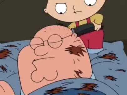 Stewie secretly cut Peter's hair while he was sleeping