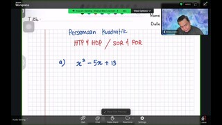 ADD MATH F5 PERSAMAAN KUADRATIK