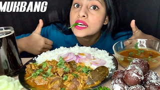 กินข้าวแกงแกะรสเผ็ดกับข้าว น้ำเกรวี่ กะลาจามุนและสลัด FOOD MUKBANG โชว์ บิ๊กไบทส์