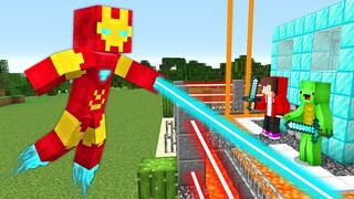 Mikey & JJ Security House vs Iron Man in Minecraft Challenge (Maizen Mizen Mazien)