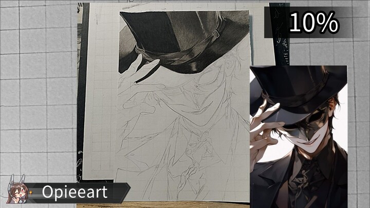 10% drawing process mask man