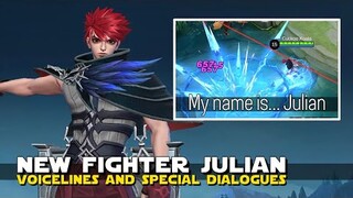 NEW FIGHTER JULIAN ALL VOICELINES AND HIDDEN SPECIAL DIALOGUES | DOES HE REMEMBER HIS FATHER? MLBB