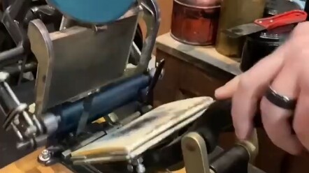 Antique manual greeting card printing machine