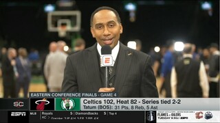 Stephen A. reacts to Jayson Tatum shines, Boston Celtics absolutely destroy Miami Heat in Game 4