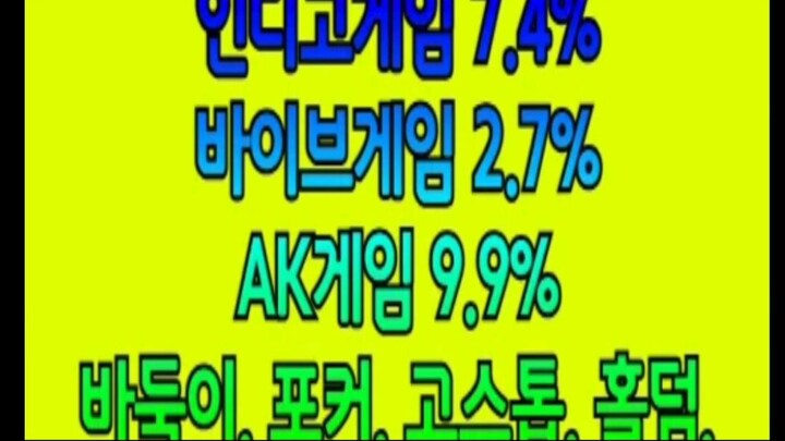 0️⃣1️⃣0️⃣-4️⃣3️⃣5️⃣9️⃣-3️⃣5️⃣2️⃣5️⃣ 인디고게임 7.4% 바이브게임 2.7% AK게임 9.9%