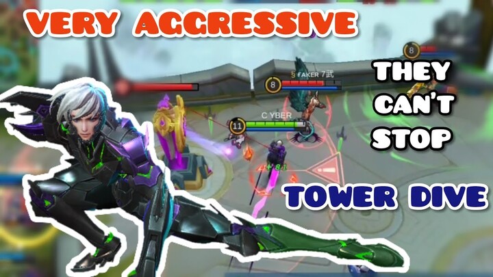 GUSION GAMEPLAY TOWER DIVE VERY AGGRESSIVE.