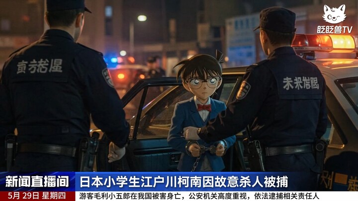 日本小学生柯南因涉谋杀罪在中国被捕！