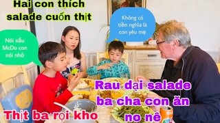 Thịt ba rọi kho chấm rau dại cải ba cha con ăn một bữa no nê/cuộc sống pháp/món ngon mỗi ngàyẩm thực