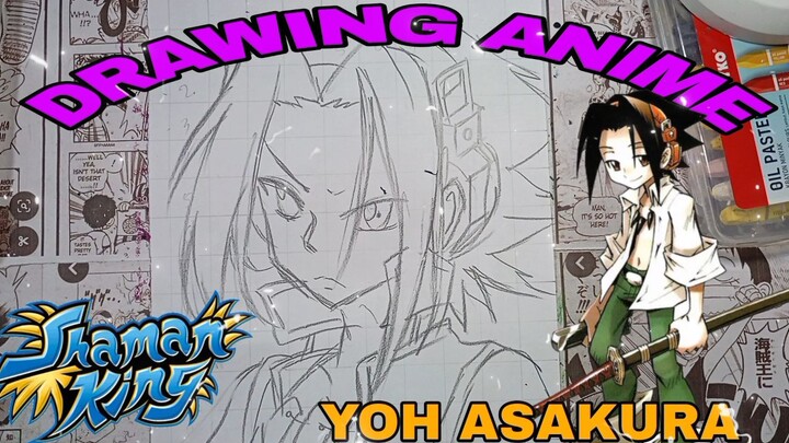 drawing anime shaman king, ASAKURA yoh