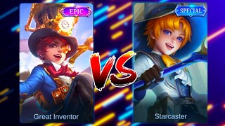 harley Starcaster Special Skin VS Great Inventor Epic Skin MLBB Comparison