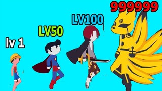 Chiến Binh Người Que Tiến Hóa Từ Luffy, Tóc Đổ Shank Và Cửu Vĩ Naruto Max LVL - Stickman Top Game