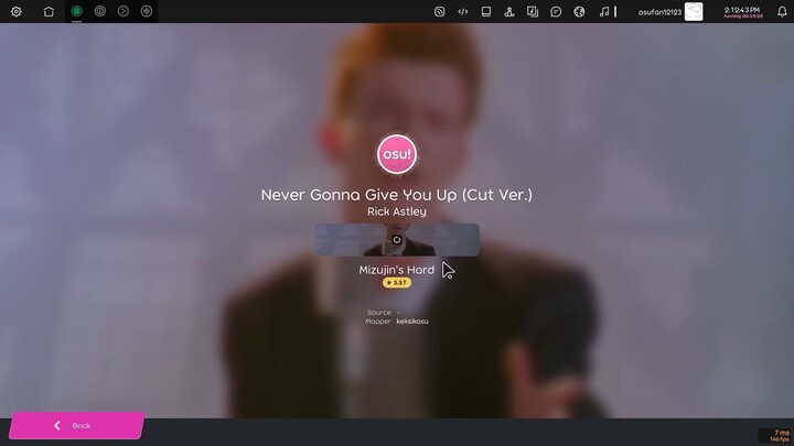 osu! | Rick Astley - Never Gonna Give You Up (Cut Ver.) [Mizujin's Hard] | Map ID: 2271479