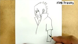 ASMR DRAWING SASUKE from manga naruto japan / how to draw sasuke