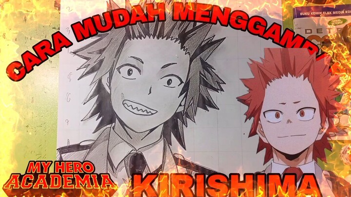 cara mudah menggambar anime my Hero academia, KIRISHIMA