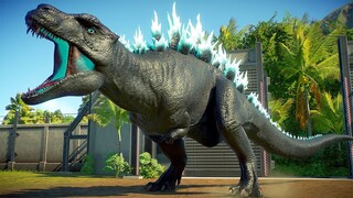 GODZILLA ACROCANTHOSAURUS vs ALBERTOSAURUS vs CARNOTAURUS - Jurassic World Evolution 2