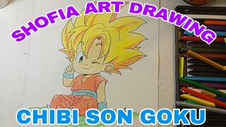 menggambar chibi son goku