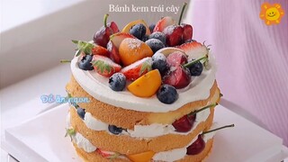 Bánh kem trái cây ✨💕 #nauankhongkho