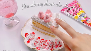 ASMR 🎂 สตรอเบอรี่ชอร์ทเค้กเมือก 🍓 เสียงเครื่องราง สตรอเบอรี่ชอร์ทเค้กเมือก